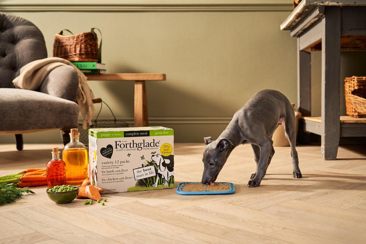 Forthglade Complete Puppy Grain Free Variety Lamb/Chicken with Liver, Sweet Potato & Veg Wet Dog Food - 12 x 395g