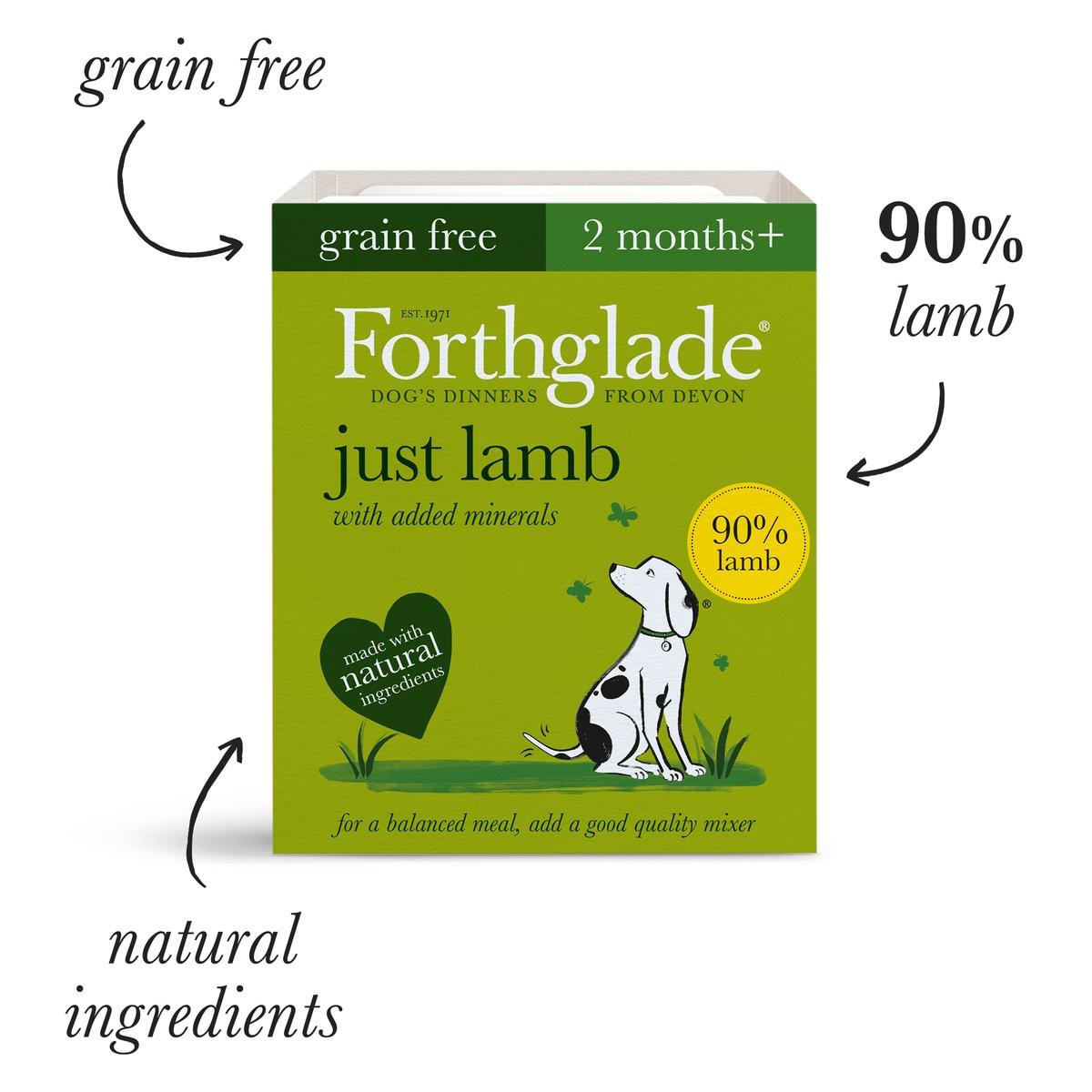Forthglade Just Lamb Grain Free Wet Dog Food - 18 x 395g