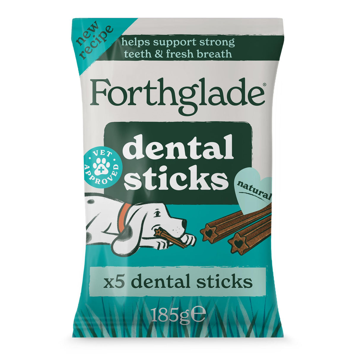 Forthglade Plant Based Grain Free Dental Sticks Dog Treats - 5 Pack