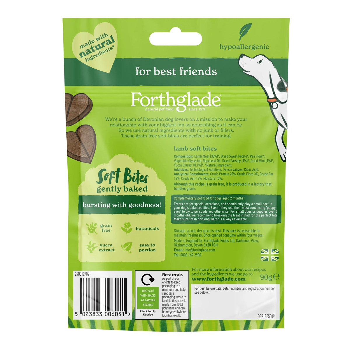 Forthglade Soft Bite Grain Free Lamb Dog Treats - 90g