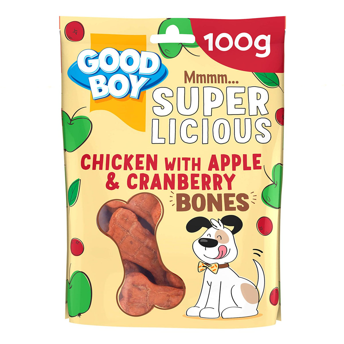 Good Boy SuperLicious Chicken with Apple & Cranberry Bones Dog Treats - 100g