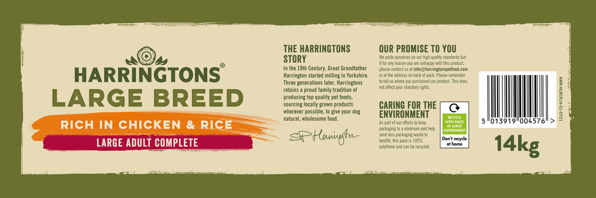 Harringtons Adult Large Breed Chicken Dry Dog Food - 14kg