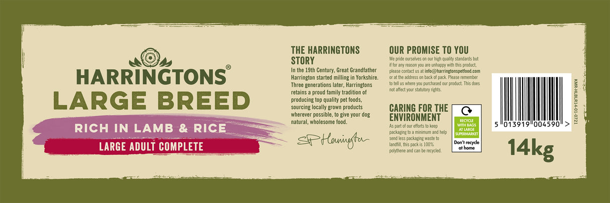 Harringtons Adult Large Breed Lamb Dry Dog Food - 14kg