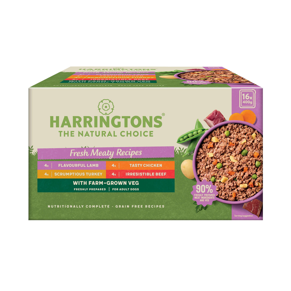 Harringtons Grain Free Adult Mixed Flavour Wet Dog Food Meaty Pack - 16x400g