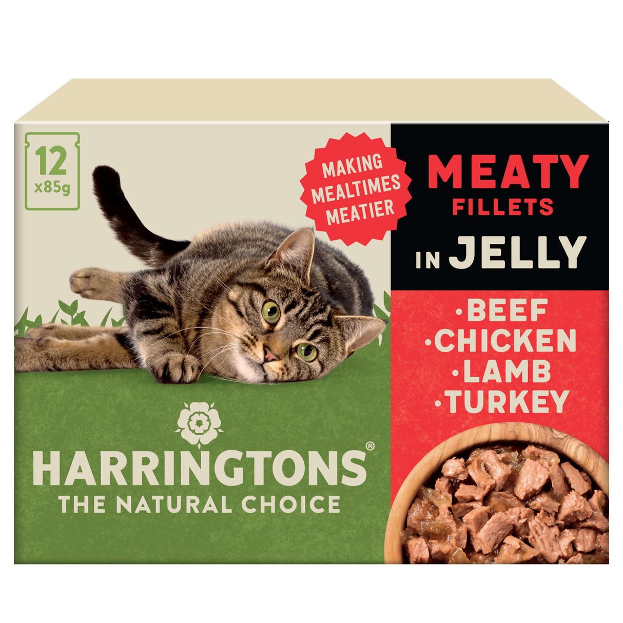 Harringtons Grain Free Meat in Jelly Wet Cat Food Pouches - 12 x 85g