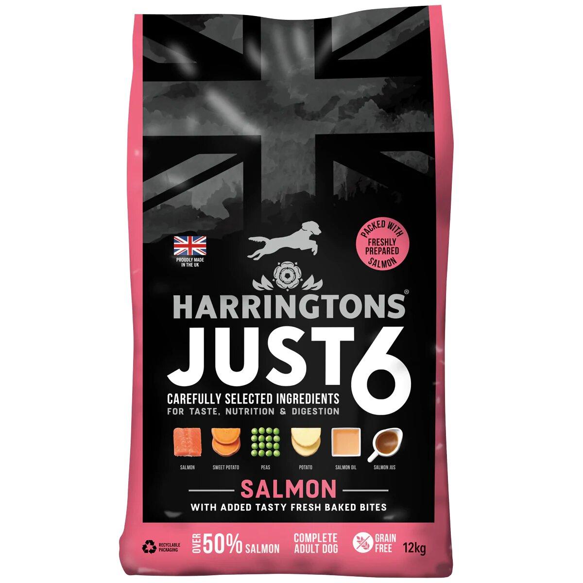 Harringtons Just 6 Dry Dog Food Salmon - 12kg