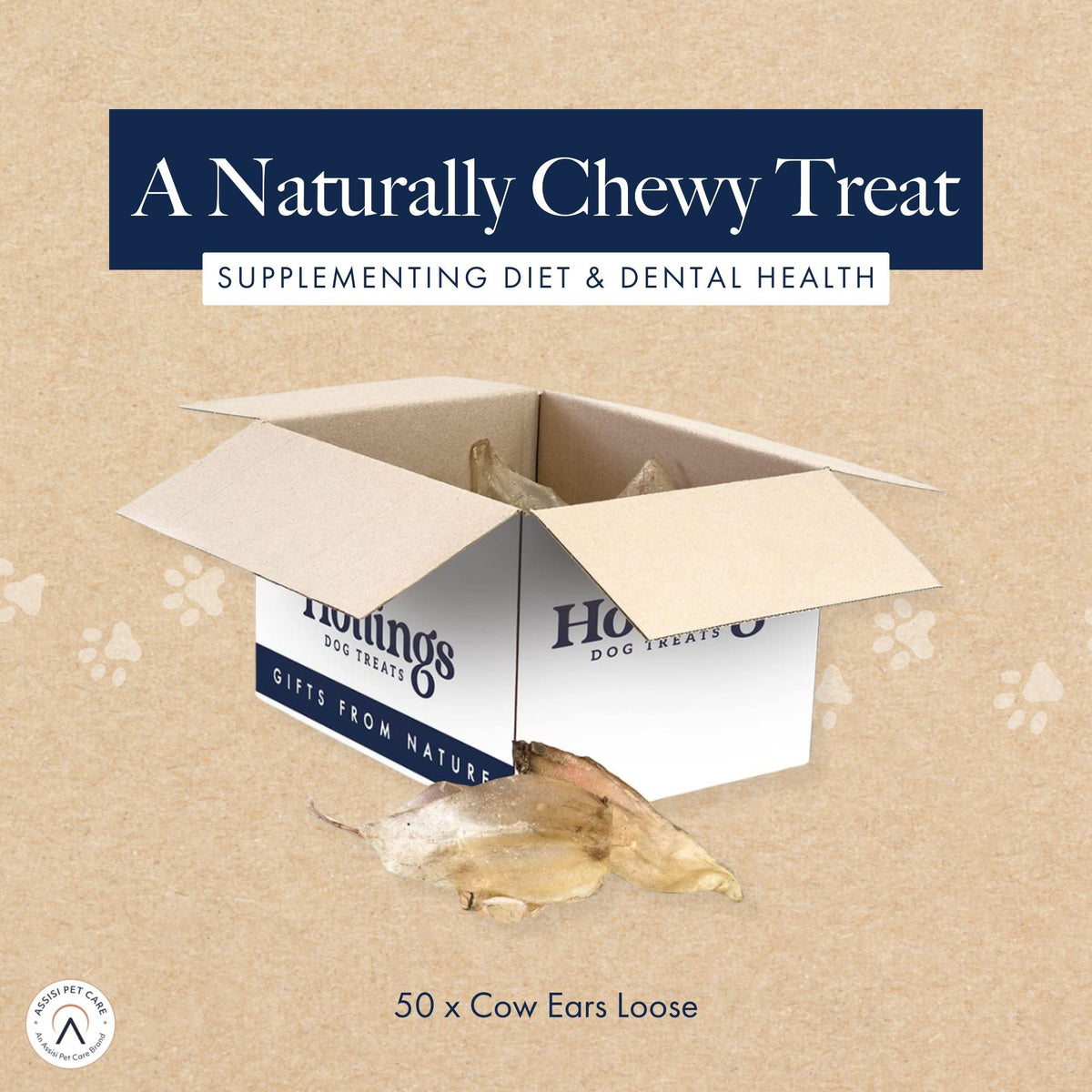 Hollings Cows Ears Natural Dog Chews - 50 Pack