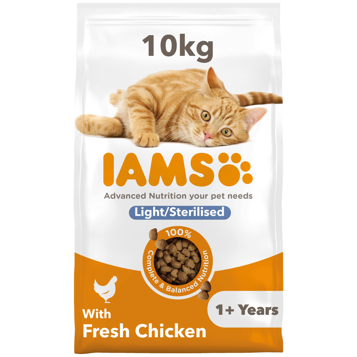 Iams for Vitality Light in Fat Sterilised Dry Cat Food - 10k