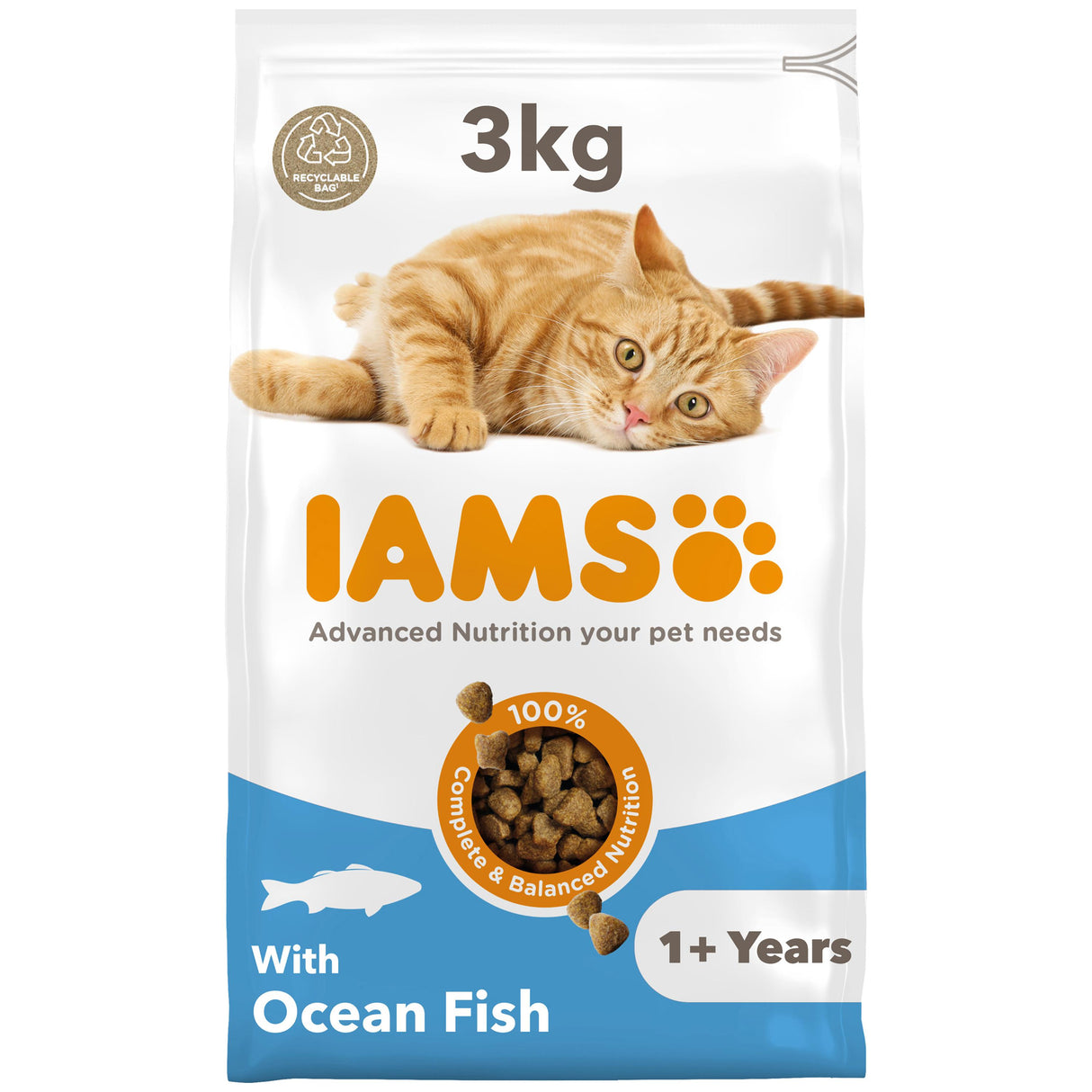 Iams for Vitality Adult Ocean Fish Dry Cat Food - 3kg