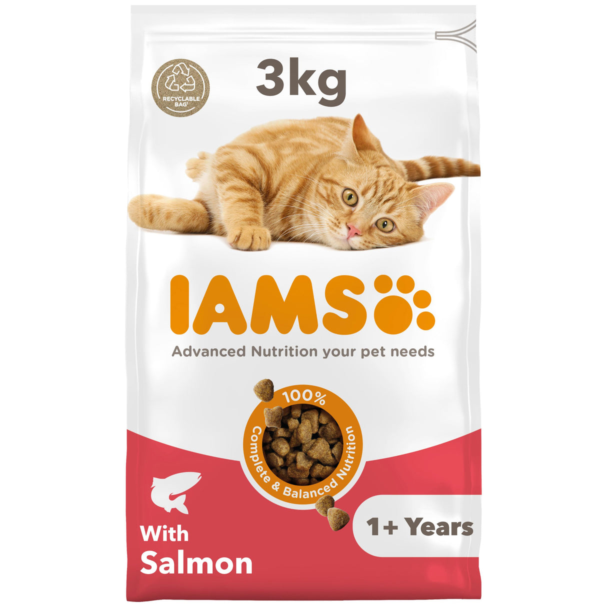 Iams Adult Salmon & Chicken Dry Cat Food - 3kg