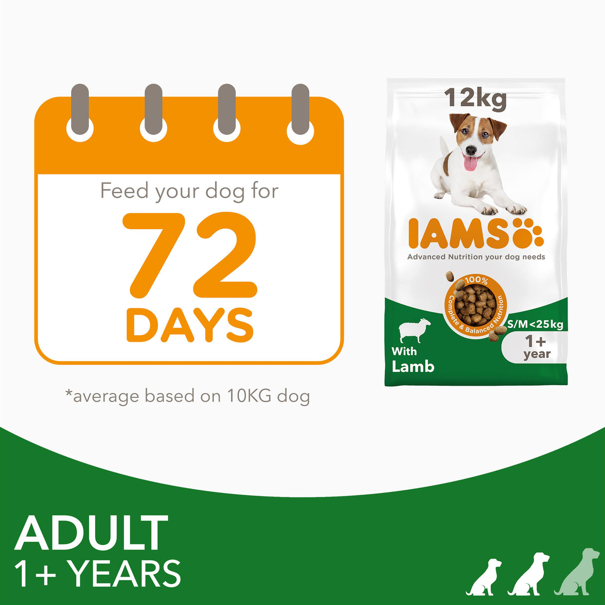 Iams Adult Small Medium Breed Lamb Dry Dog Food - 12kg