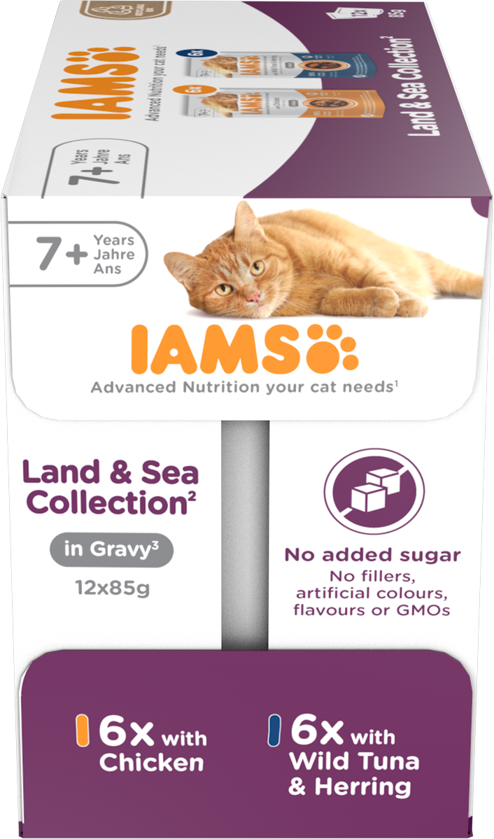 Iams Delights Senior 7+ Chicken & Fish in Gravy Variety Pack Wet Cat Food Pouches - 12 x 85g