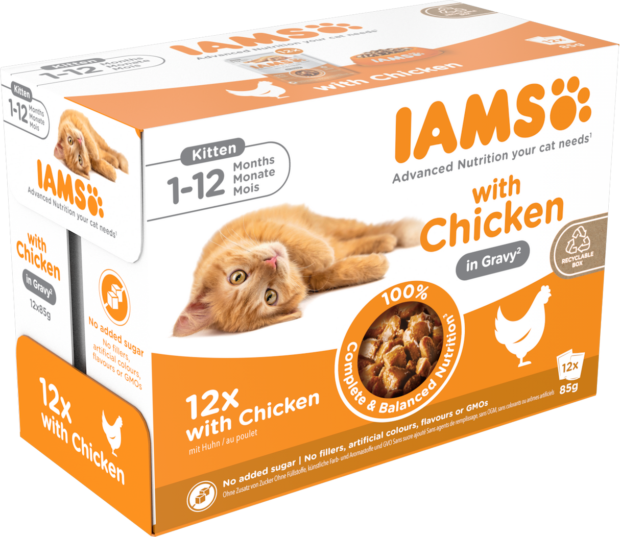 Iams Delights Chicken in Gravy Cat food for Kittens- 12 x 85