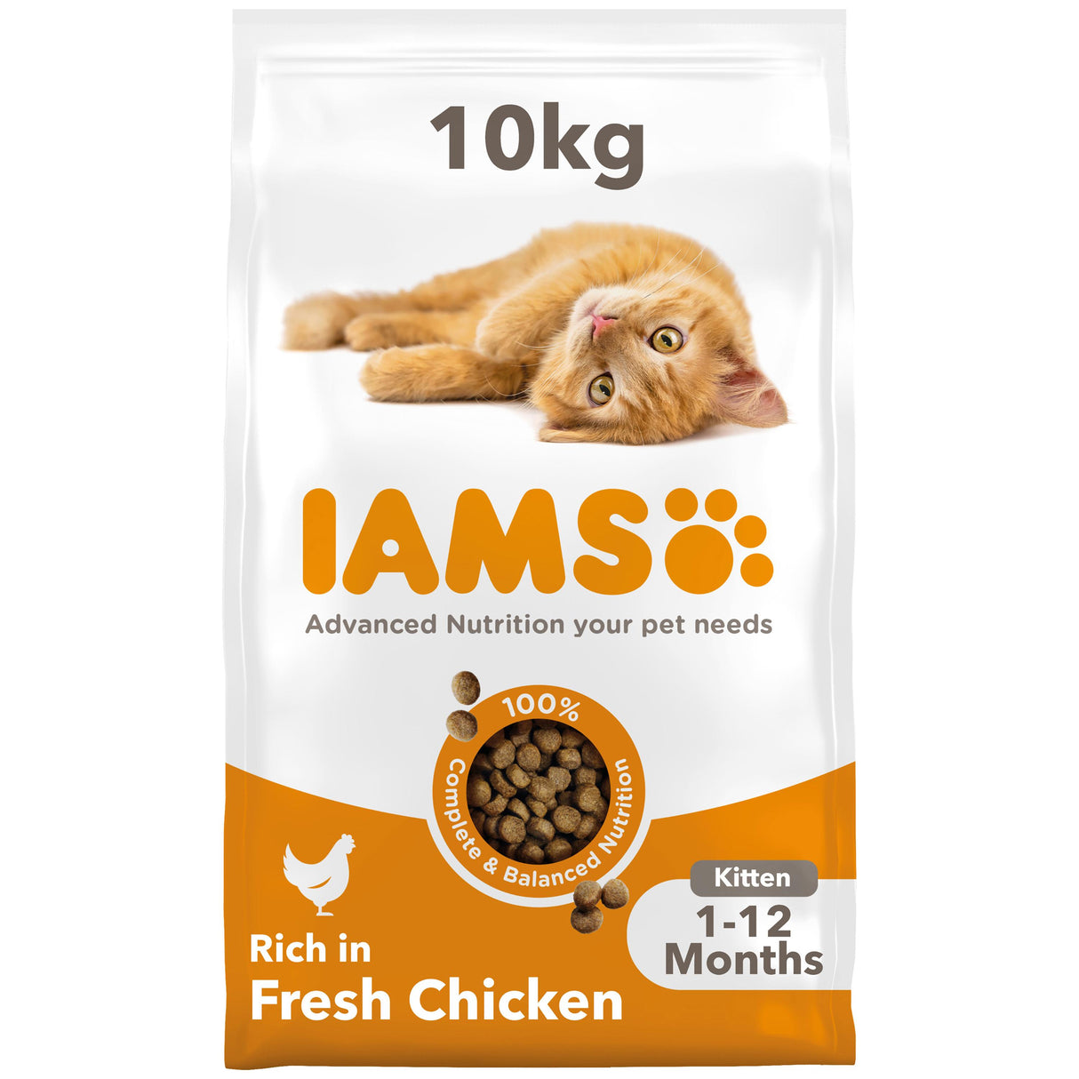 Iams For Vitality With Chicken Kitten Dry Cat Food - 10kg