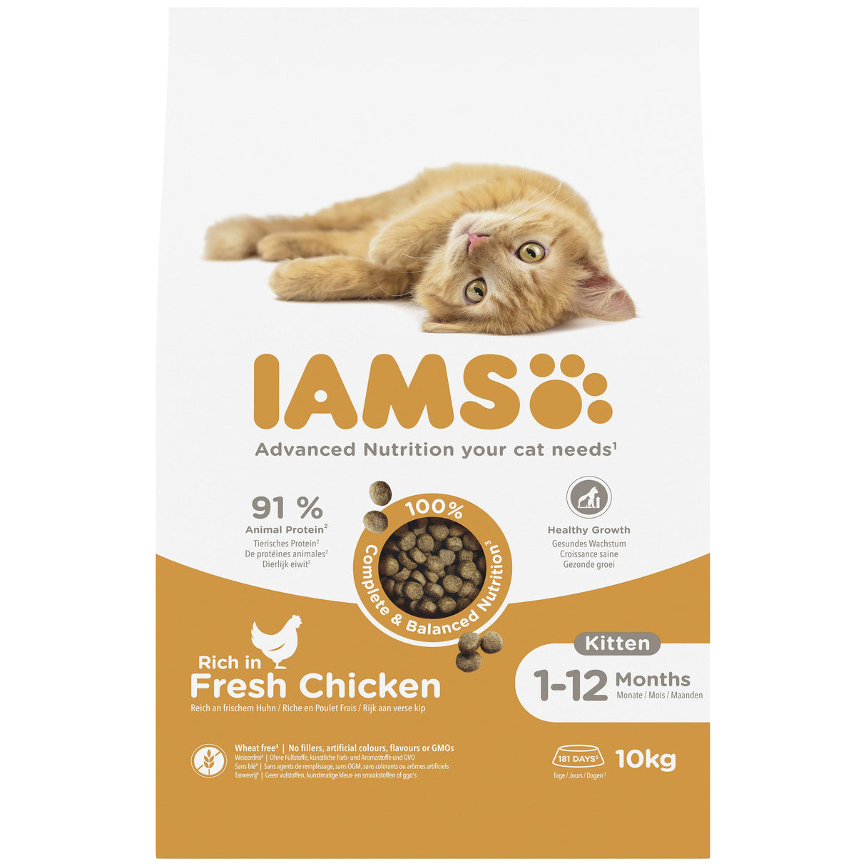 Iams For Vitality With Chicken Kitten Dry Cat Food - 10kg