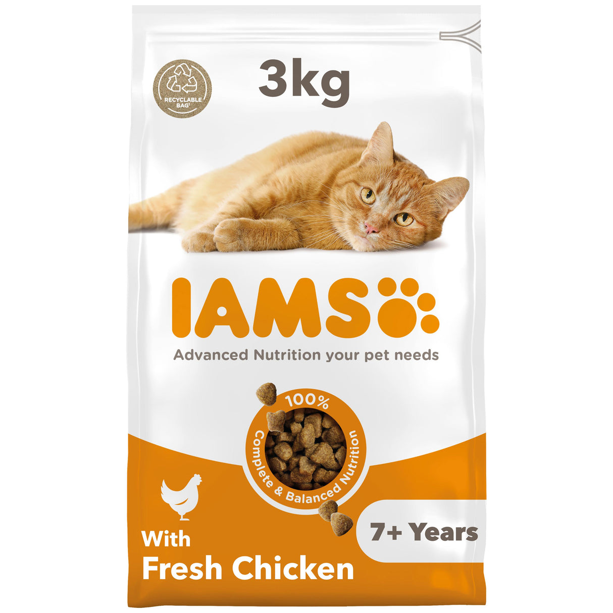 Iams For Vitality With Chicken Senior Dry Cat Food - 3kg