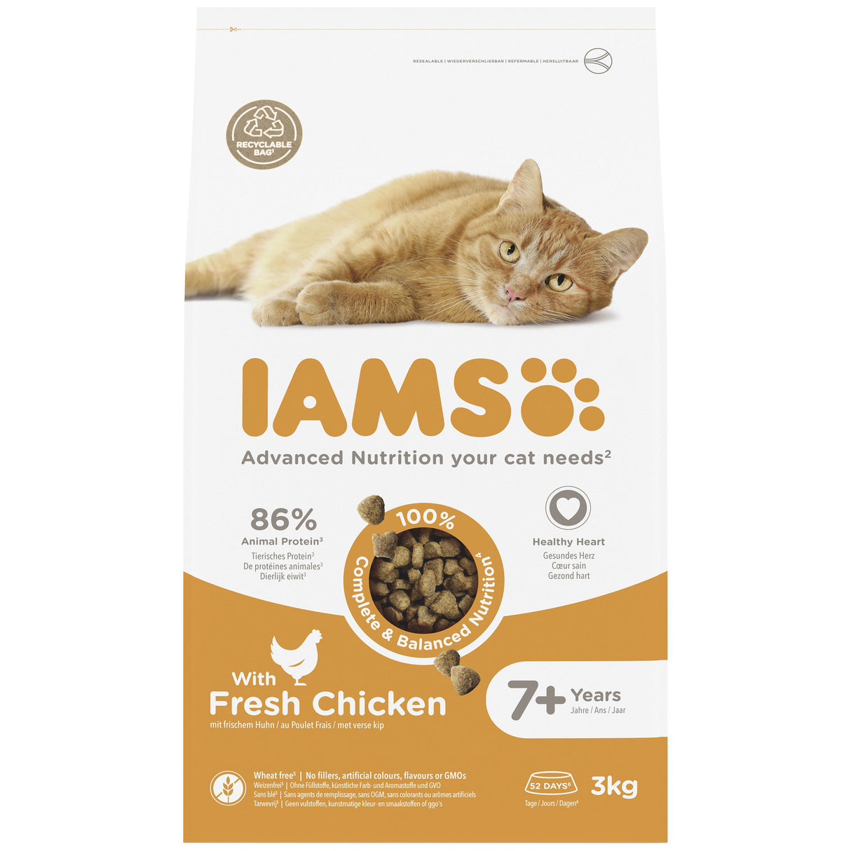 Iams For Vitality With Chicken Senior Dry Cat Food - 3kg