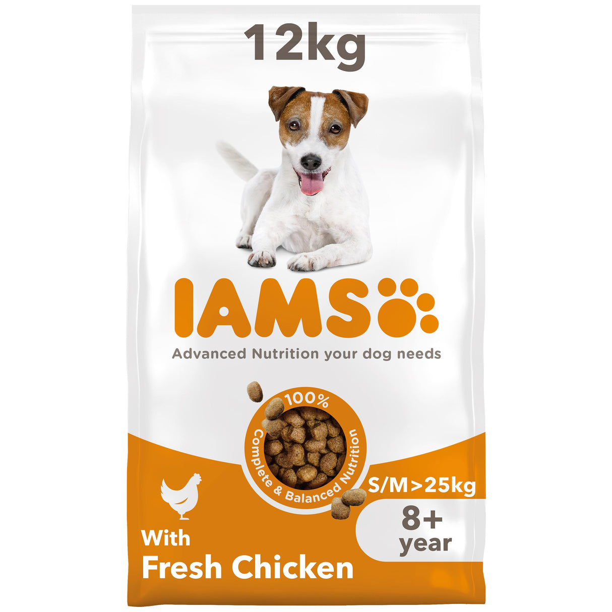 Iams Senior Small/Medium Breed Chicken Dry Dog Food - 12kg