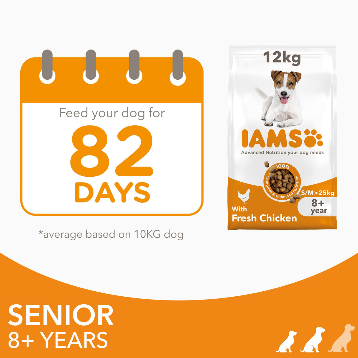 Iams Senior Small/Medium Breed Chicken Dry Dog Food - 12kg