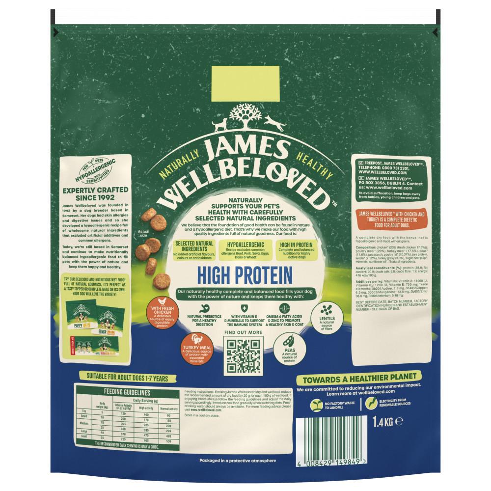 James Wellbeloved Adult Dog High Protein Chicken & Turkey - 1.4kg