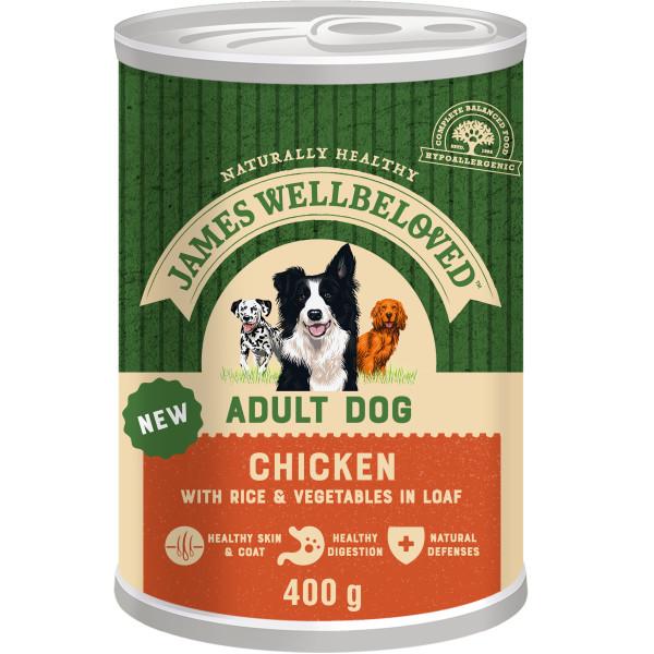 James Wellbeloved Chicken & Rice in Loaf Wet Dog Food Cans - 12 x 400g
