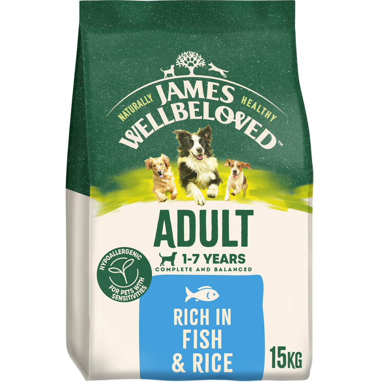 James Wellbeloved Fish & Rice Adult Dry Dog Food - 15kg