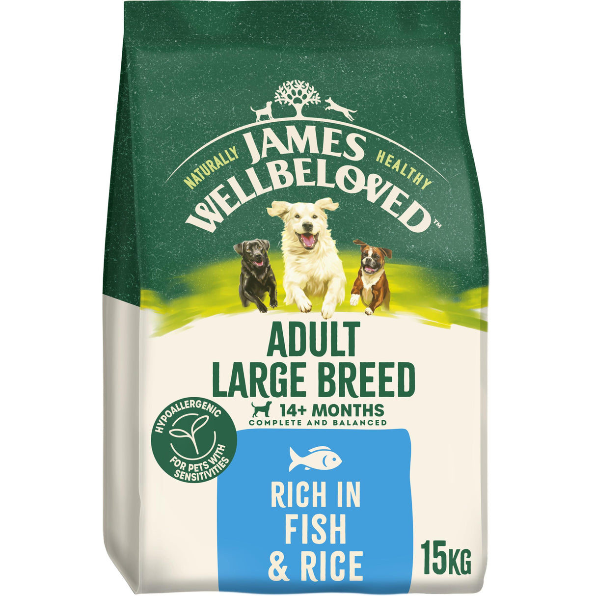 James Wellbeloved Adult Large Breed Fish & Rice Dry Dog Food - 15kg