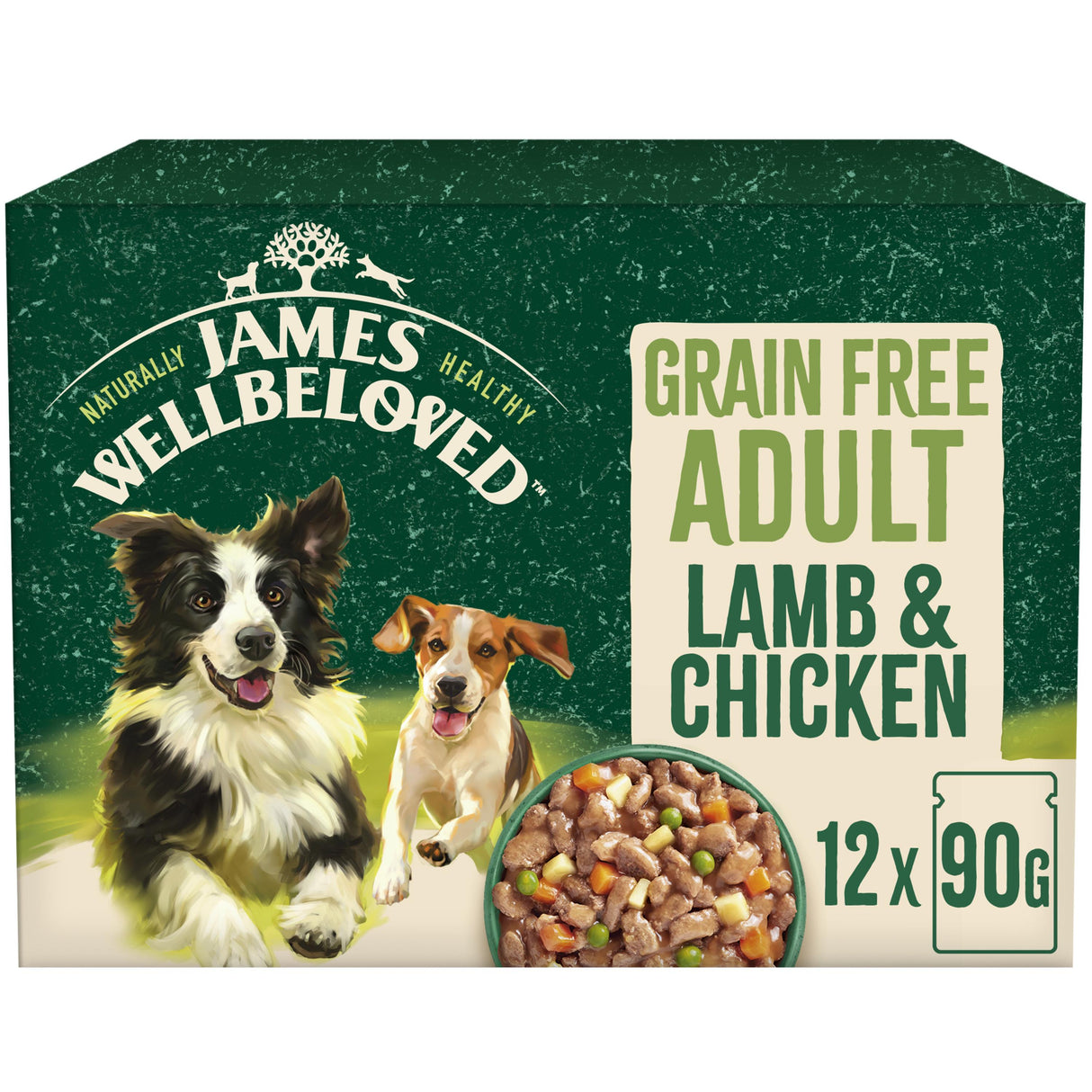 James Wellbeloved Grain Free Adult Dog Food Pouches Lamb & Chicken in Gravy - 12 x 90g