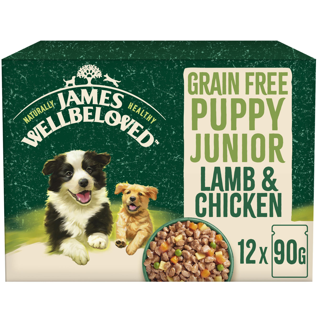 James Wellbeloved Grain Free Puppy Dog Food Pouches Lamb & Chicken in Gravy - 12x90g