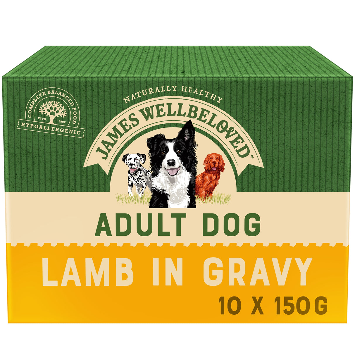 James Wellbeloved Adult Wet Dog Food Pouches Lamb Chicken & Rice in Gravy - 48 x 90g