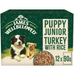 James Wellbeloved Puppy Turkey & Rice in Gravy Wet Dog Food Pouches - 12 x 90g