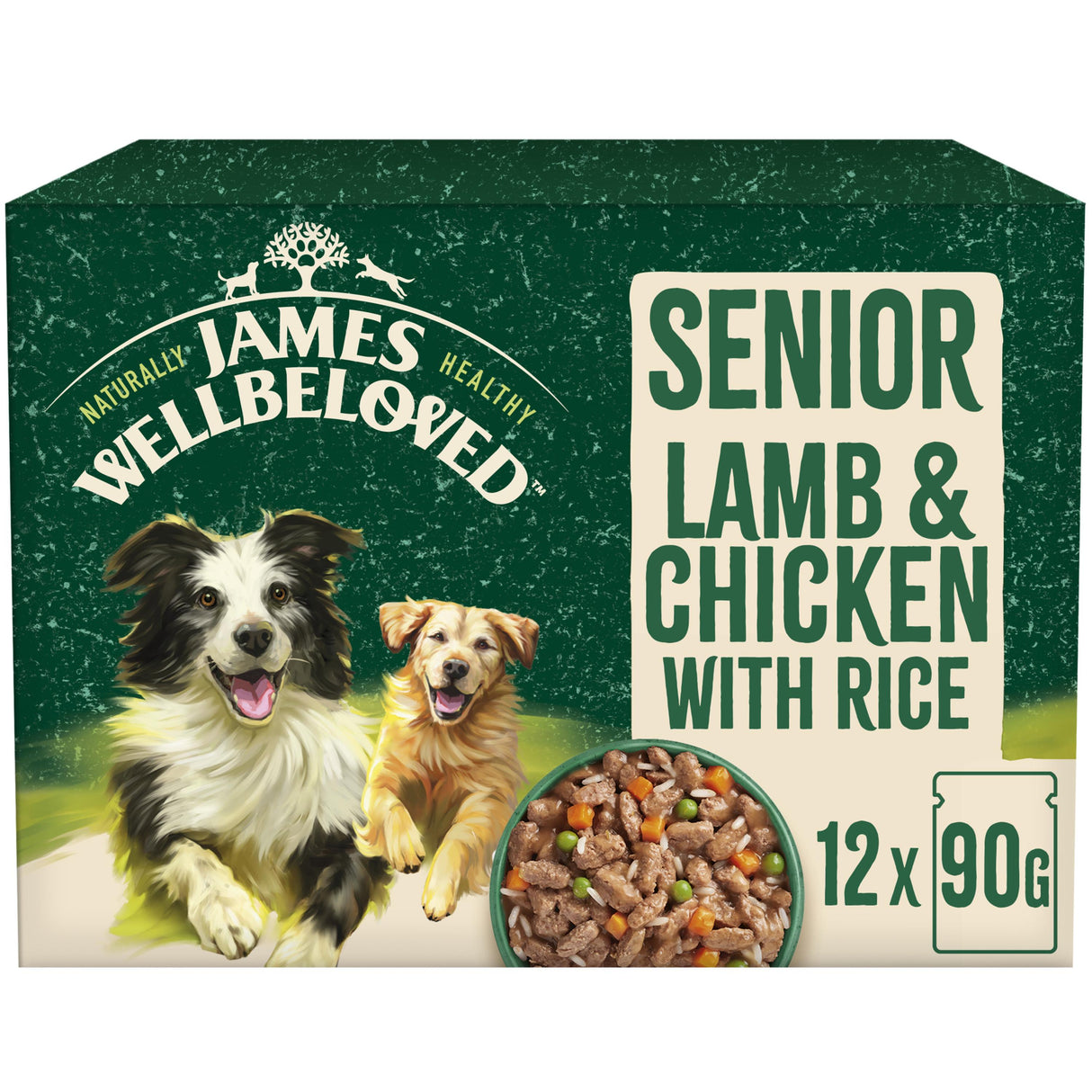 James Wellbeloved Senior Dog Food Pouches Lamb Chicken & Rice in Gravy - 12X90g
