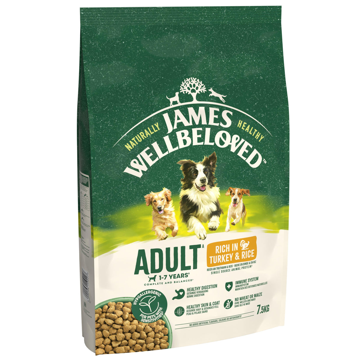 James Wellbeloved Turkey & Rice Adult Dry Dog Food - 7.5kg