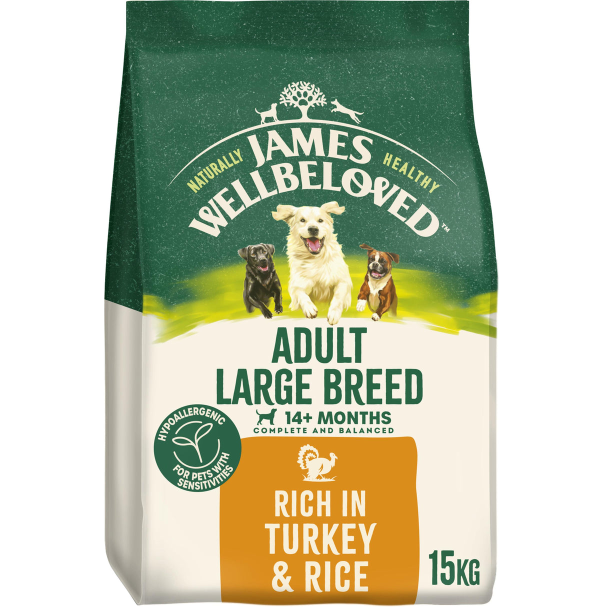 James Wellbeloved Adult Large Breed Turkey & Rice Dry Dog Food - 15kg