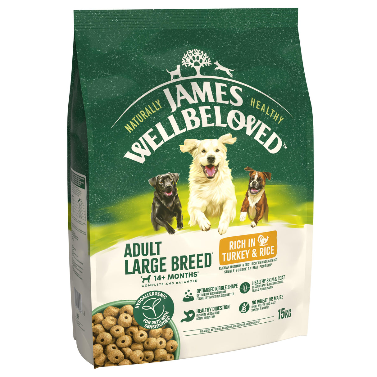 James Wellbeloved Adult Large Breed Turkey & Rice Dry Dog Food - 15kg