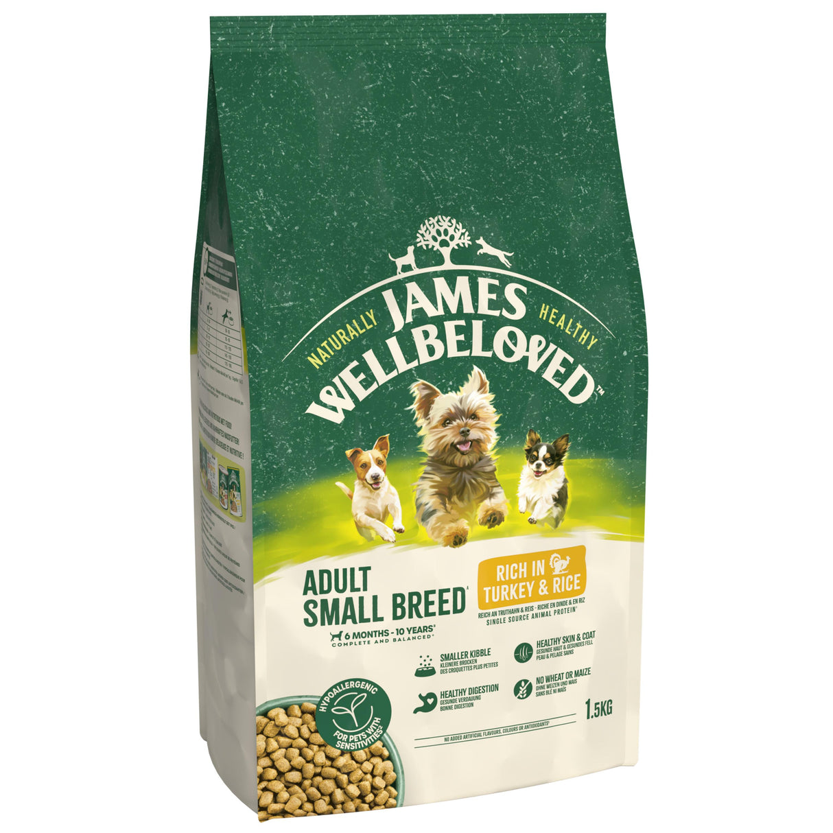 James Wellbeloved Adult Small Breed Complete Dry Dog Food with Turkey & Rice - 1.5kg
