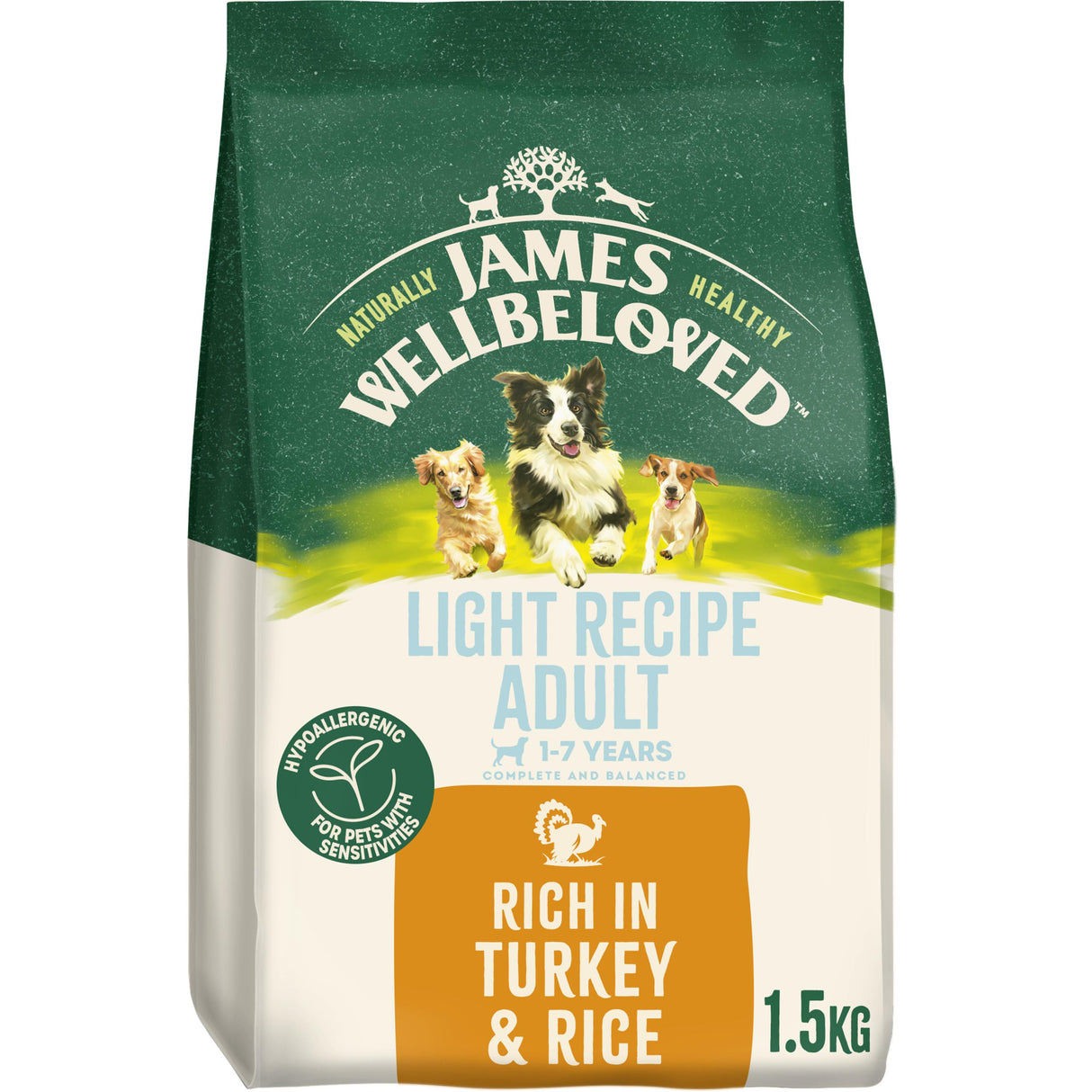 James Wellbeloved Turkey & Rice Light Dry Dog Food - 1.5kg