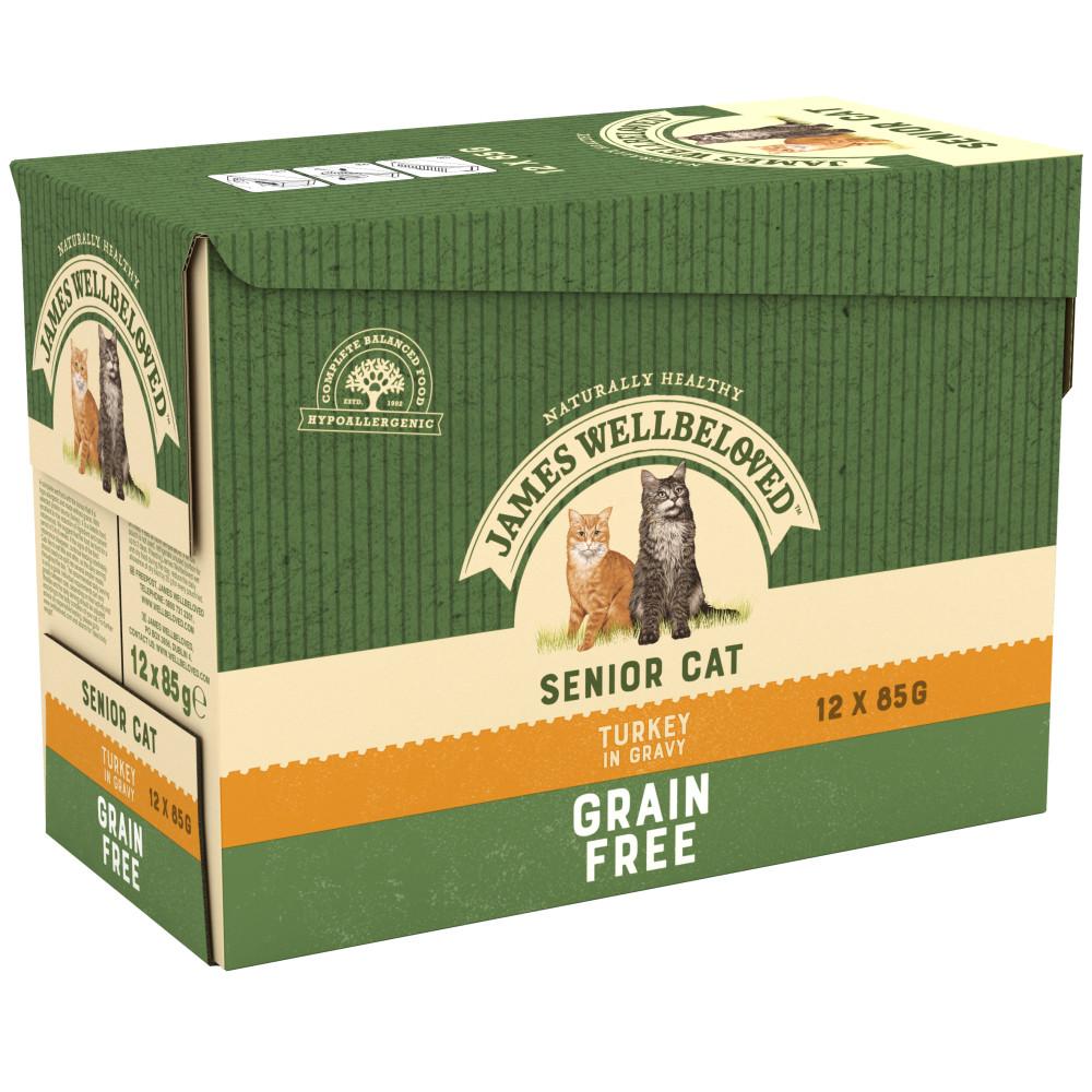 James Wellbeloved Grain Free Senior Cat Food Pouches Turkey in Gravy - 12x85g