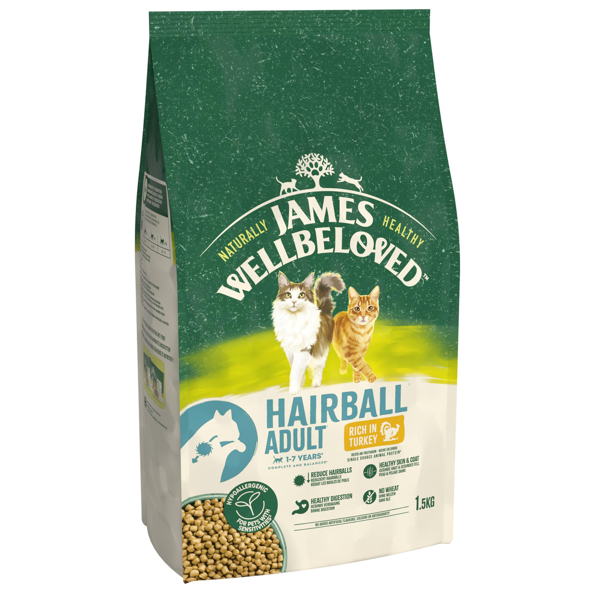 James Wellbeloved Adult Hairball Turkey Dry Cat Food - 1.5kg