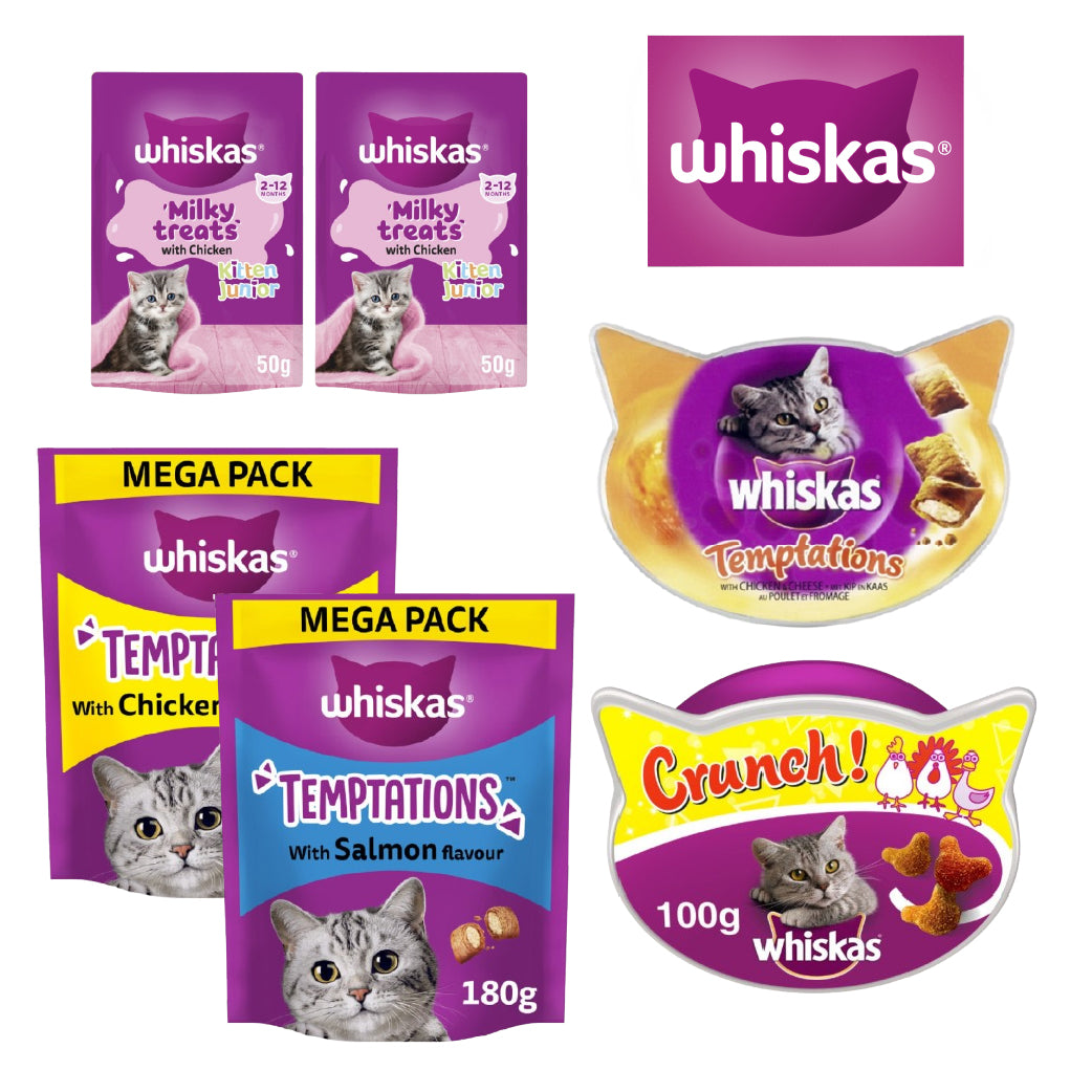 WHISKAS Cat Treats – Temptations, Milky & Crunch Selection