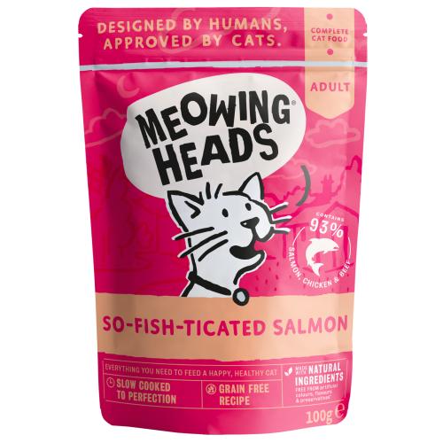 Meowing Heads So-fish-ticated Salmon Wet Cat Food Pouches - 10 x 100g