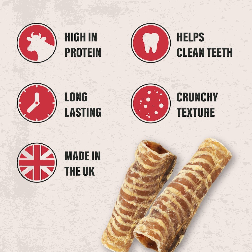 Pawtein Natural Cut Beef Gullet Trachea Dog Treats - 1kg