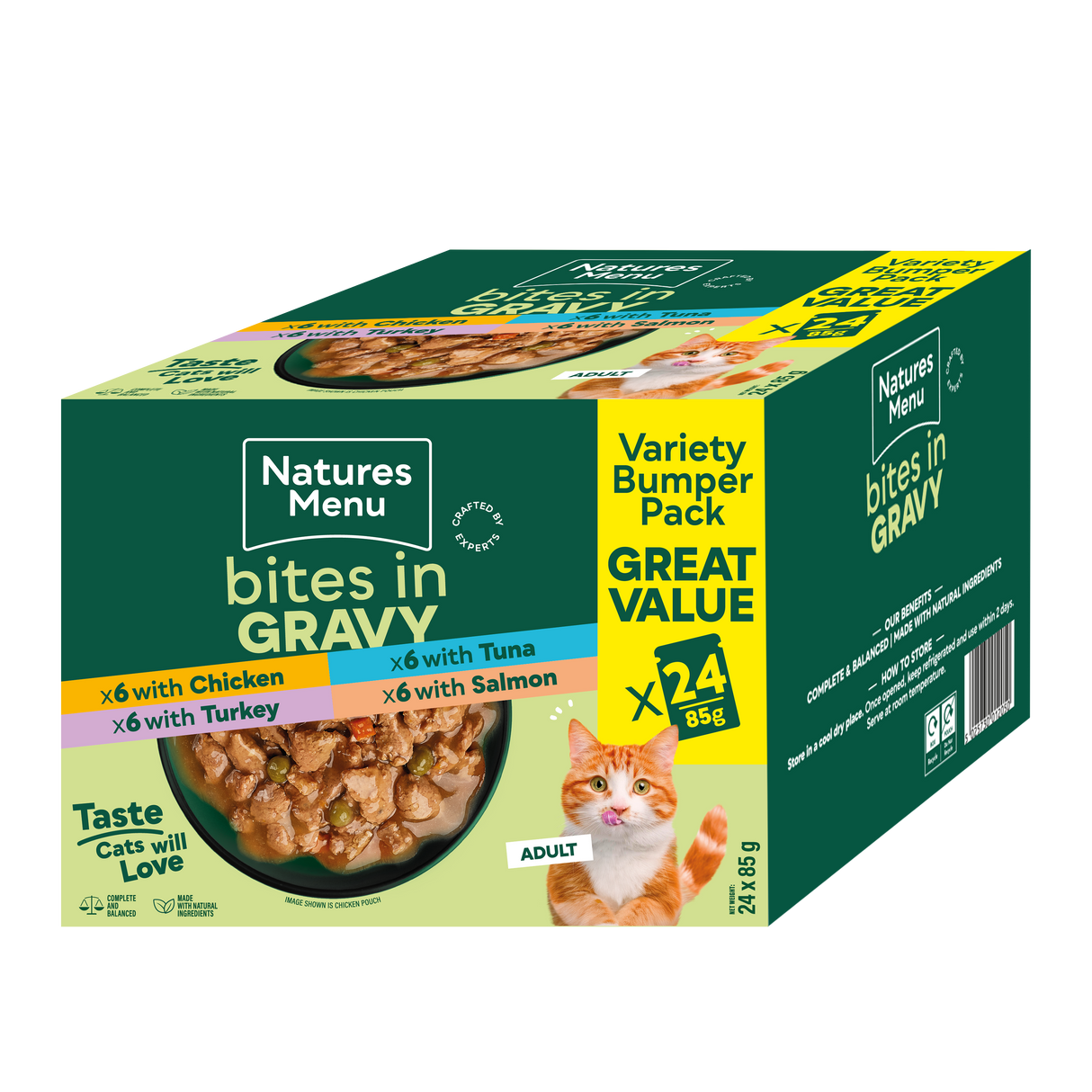 Natures Menu Bites in Gravy Multipack Wet Cat Food Pouches - 24 x 85g