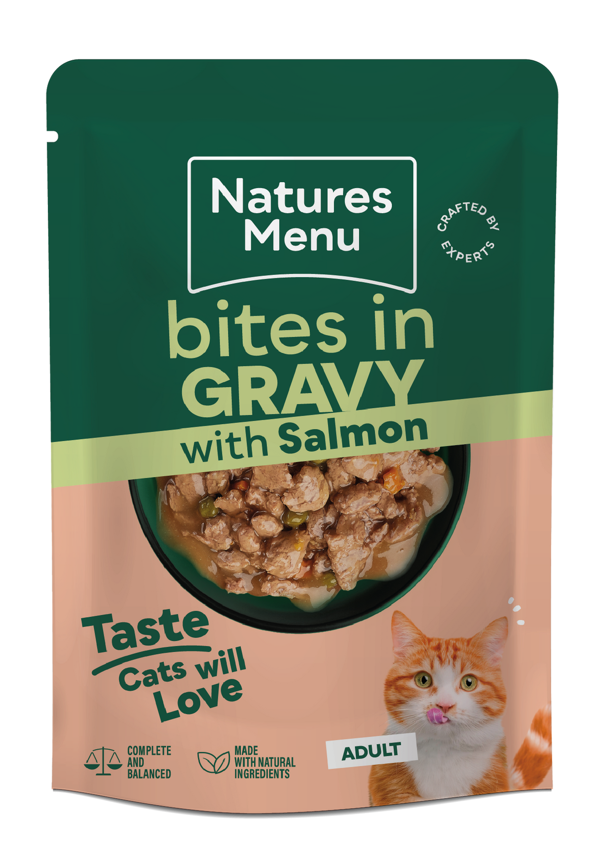 Natures Menu Bites in Gravy Salmon Wet Cat Food Pouches - 22 x 85g