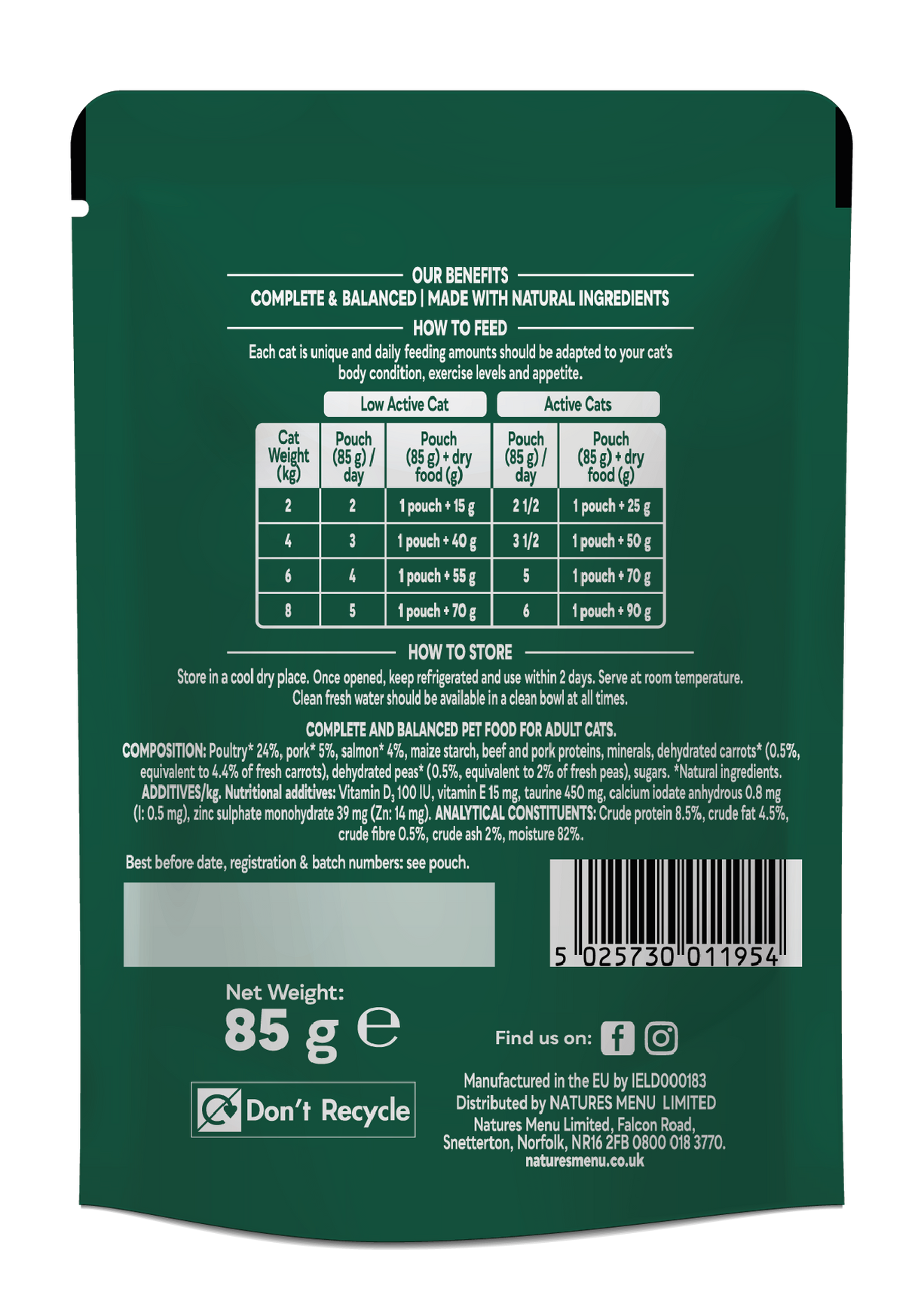 Natures Menu Bites in Gravy Salmon Wet Cat Food Pouches - 22 x 85g