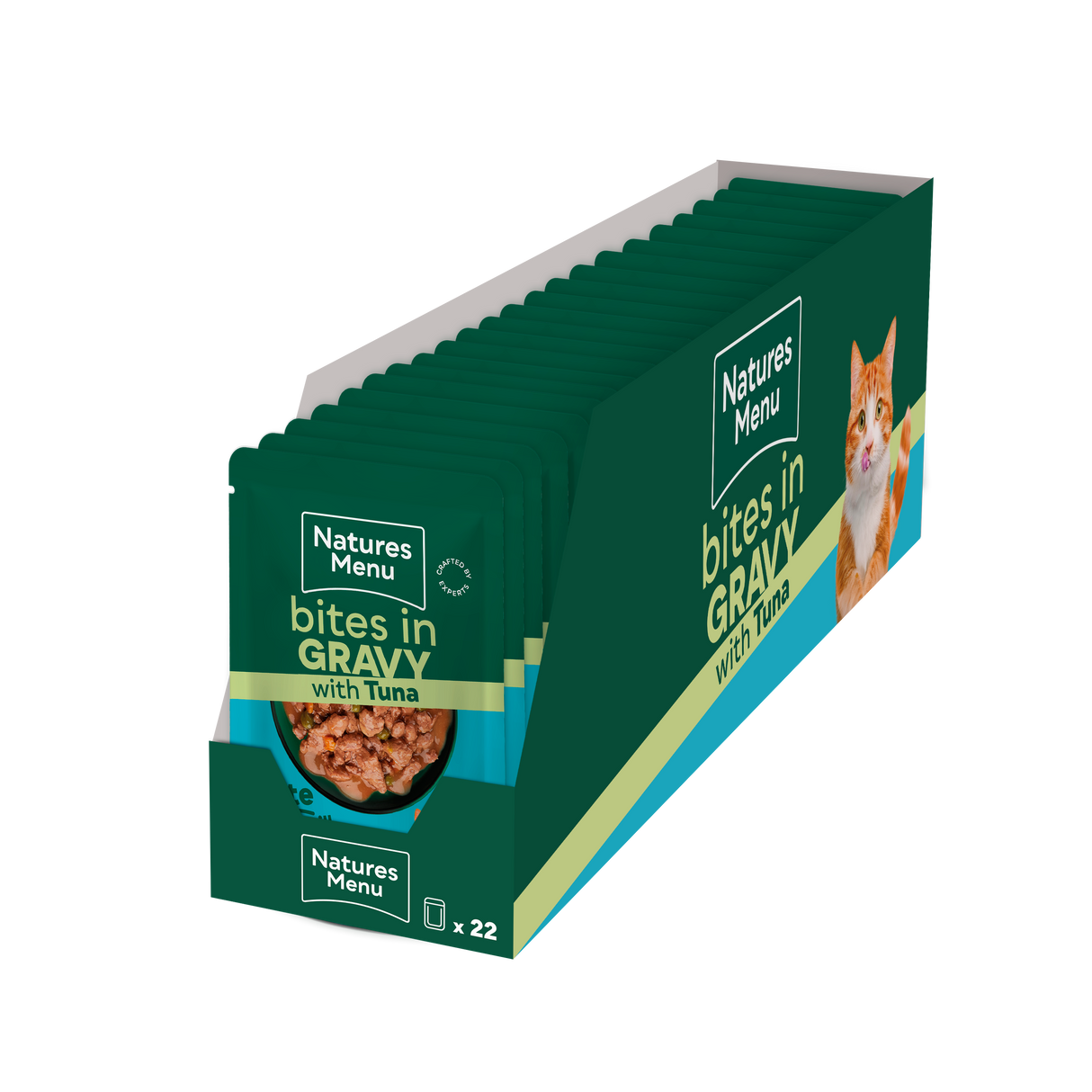 Natures Menu Bites in Gravy Tuna Wet Cat Food Pouches - 22 x 85g