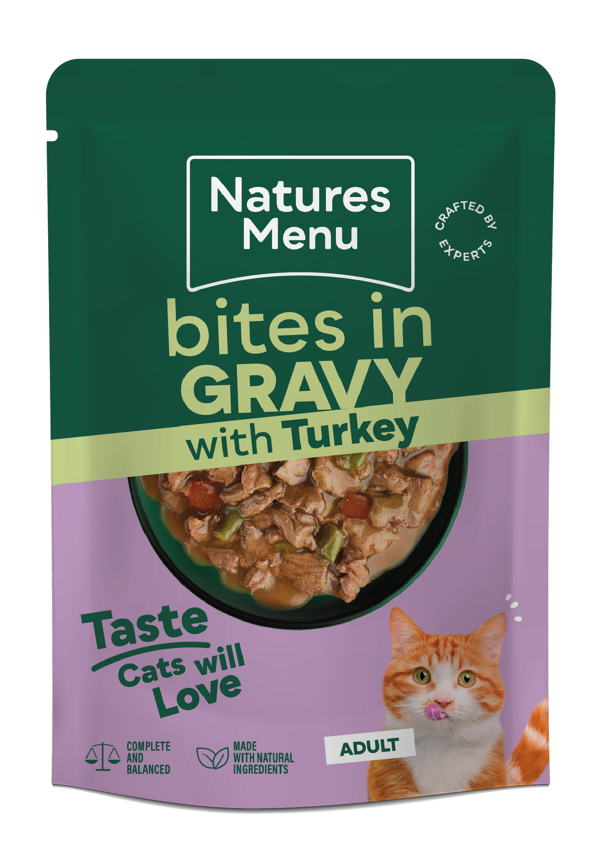 Natures Menu Bites in Gravy Turkey Wet Cat Food Pouches - 22 x 85g