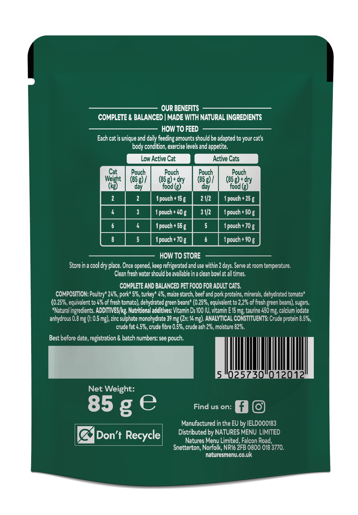 Natures Menu Bites in Gravy Turkey Wet Cat Food Pouches - 22 x 85g