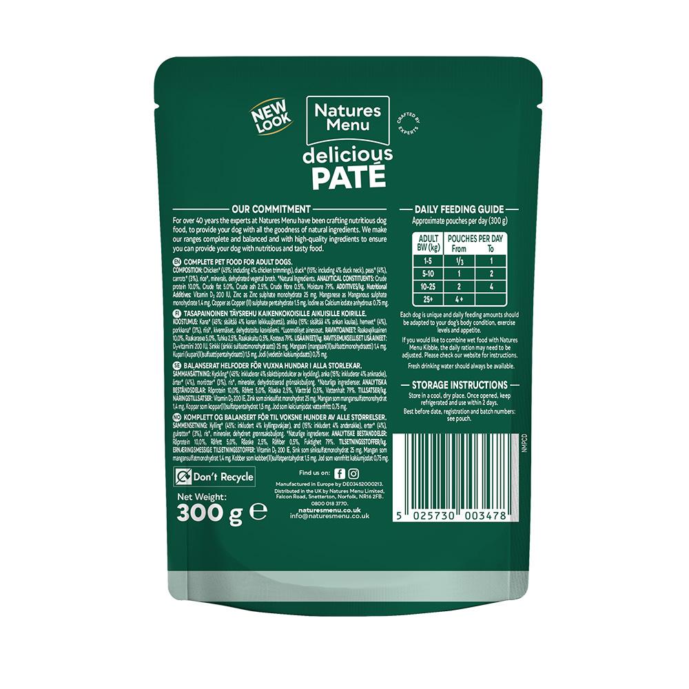 Natures Menu Chicken & Duck Wet Dog Food Pouches - 8 x 300G