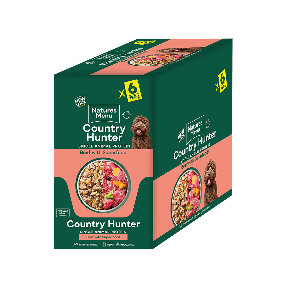 Natures Menu Country Hunter Beef with Superfoods Wet Dog Food Pouches - 6 x 150g